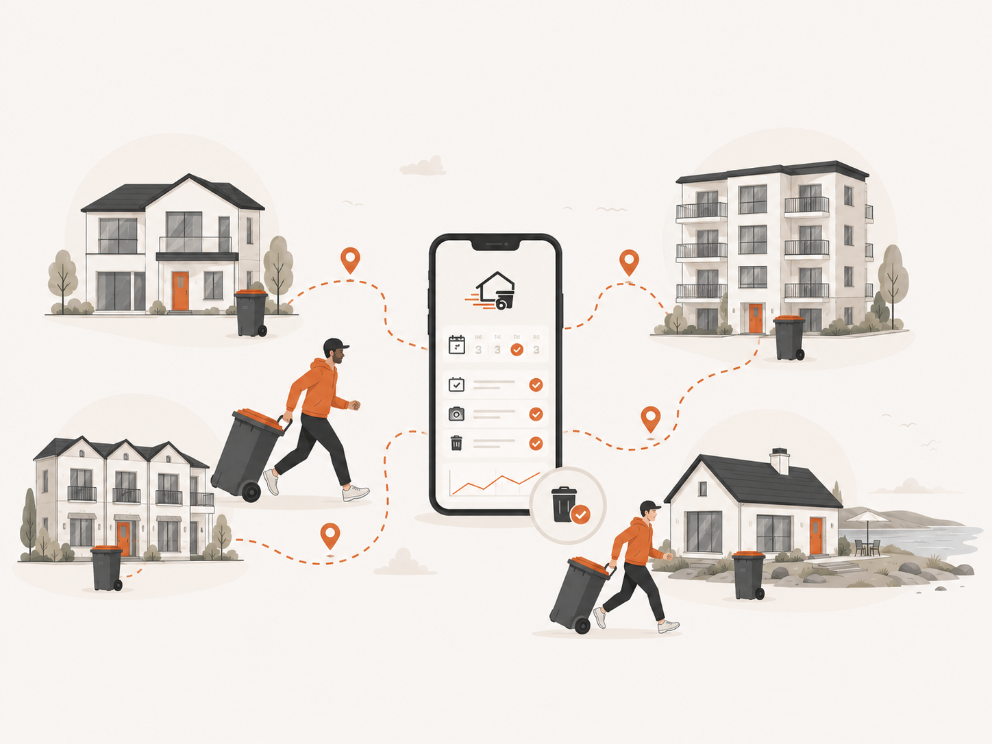 PropRunner runners managing bin collections across short-term rental properties